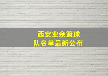 西安业余篮球队名单最新公布