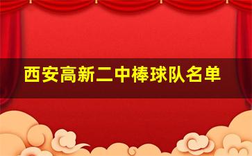 西安高新二中棒球队名单