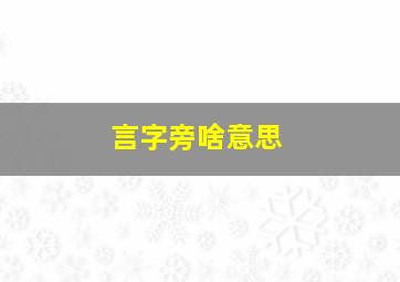 言字旁啥意思