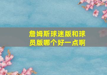 詹姆斯球迷版和球员版哪个好一点啊