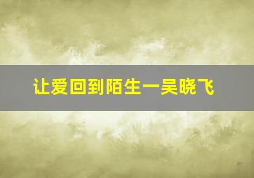 让爱回到陌生一吴晓飞