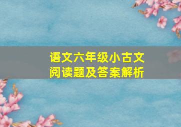 语文六年级小古文阅读题及答案解析