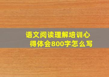 语文阅读理解培训心得体会800字怎么写