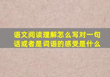 语文阅读理解怎么写对一句话或者是词语的感受是什么