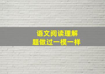 语文阅读理解题做过一模一样