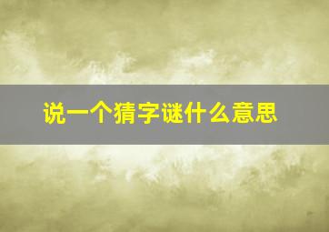 说一个猜字谜什么意思