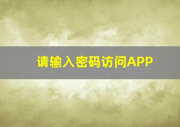 请输入密码访问APP