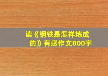 读《钢铁是怎样炼成的》有感作文800字