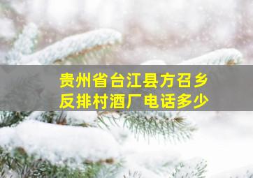 贵州省台江县方召乡反排村酒厂电话多少