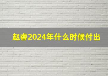 赵睿2024年什么时候付出