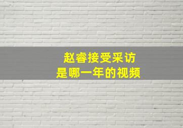 赵睿接受采访是哪一年的视频