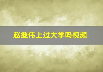 赵继伟上过大学吗视频