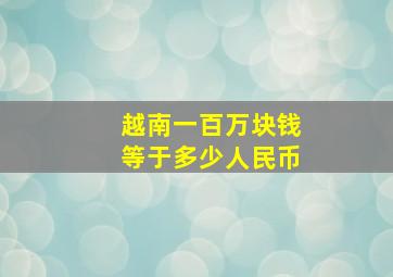 越南一百万块钱等于多少人民币