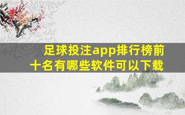 足球投注app排行榜前十名有哪些软件可以下载