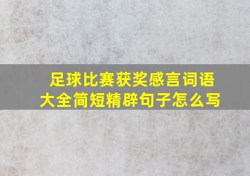 足球比赛获奖感言词语大全简短精辟句子怎么写