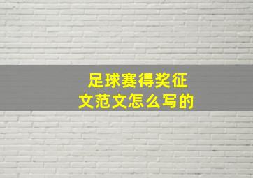 足球赛得奖征文范文怎么写的