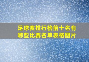 足球赛排行榜前十名有哪些比赛名单表格图片