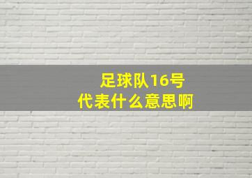 足球队16号代表什么意思啊