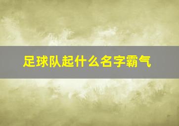 足球队起什么名字霸气