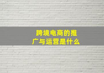 跨境电商的推广与运营是什么