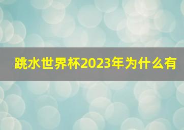 跳水世界杯2023年为什么有