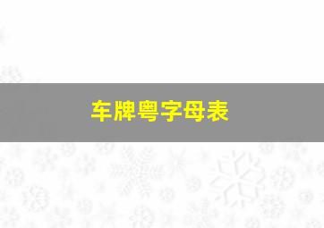 车牌粤字母表