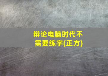 辩论电脑时代不需要练字(正方)