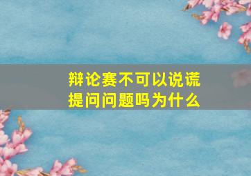 辩论赛不可以说谎提问问题吗为什么