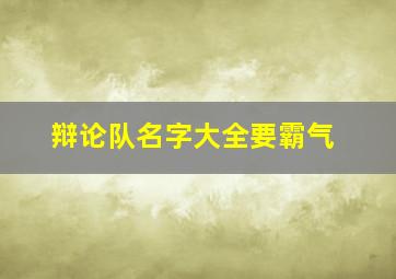 辩论队名字大全要霸气