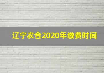 辽宁农合2020年缴费时间