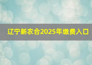 辽宁新农合2025年缴费入口