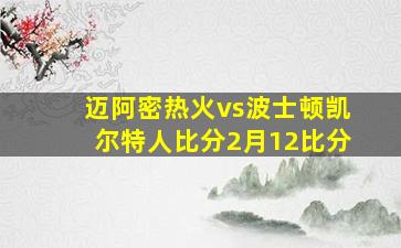 迈阿密热火vs波士顿凯尔特人比分2月12比分