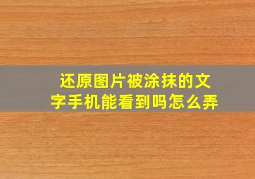 还原图片被涂抹的文字手机能看到吗怎么弄