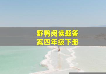 野鸭阅读题答案四年级下册