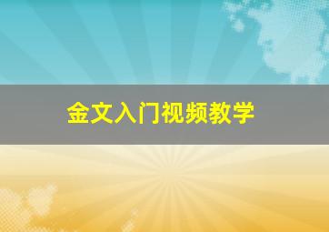 金文入门视频教学