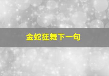 金蛇狂舞下一句