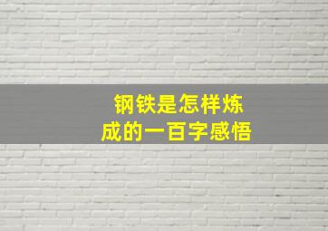 钢铁是怎样炼成的一百字感悟