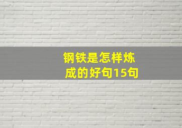 钢铁是怎样炼成的好句15句