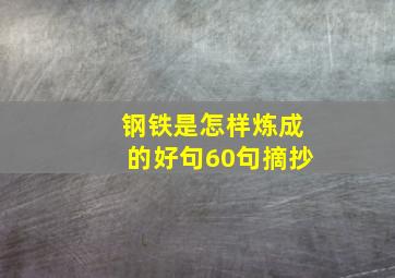 钢铁是怎样炼成的好句60句摘抄