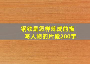 钢铁是怎样炼成的描写人物的片段200字