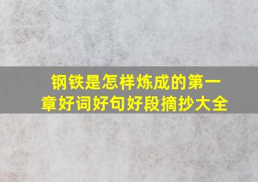 钢铁是怎样炼成的第一章好词好句好段摘抄大全