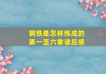 钢铁是怎样炼成的第一至六章读后感