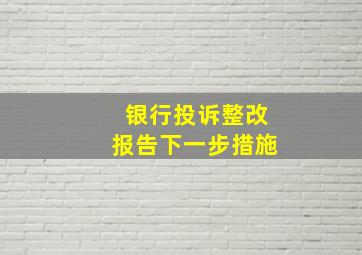 银行投诉整改报告下一步措施