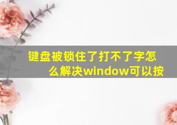 键盘被锁住了打不了字怎么解决window可以按