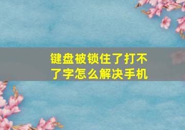 键盘被锁住了打不了字怎么解决手机