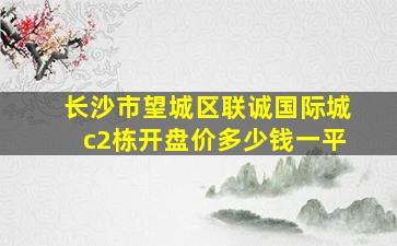 长沙市望城区联诚国际城c2栋开盘价多少钱一平