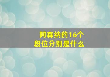 阿森纳的16个段位分别是什么