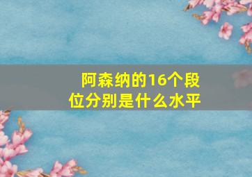 阿森纳的16个段位分别是什么水平