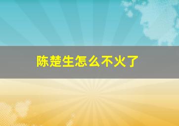 陈楚生怎么不火了