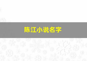 陈江小说名字